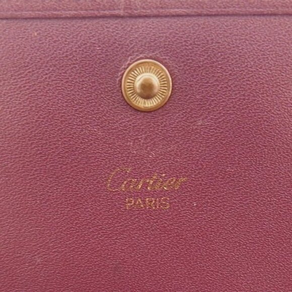 Cartier Trifold Wallet Bordeaux x Leather Authentic Used - Picture 12 of 13